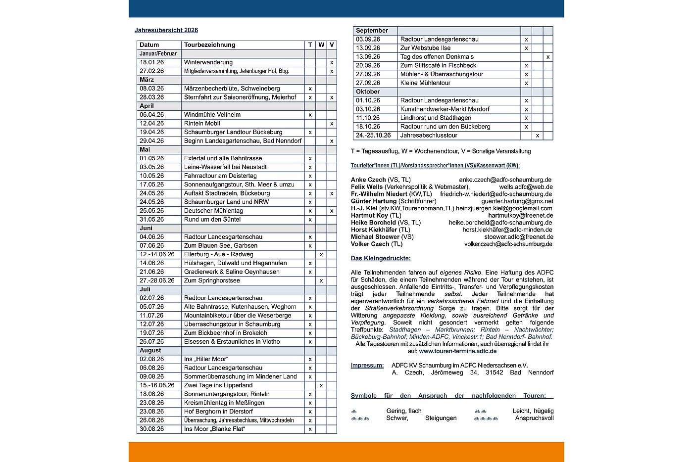 Tourenübersicht 2026